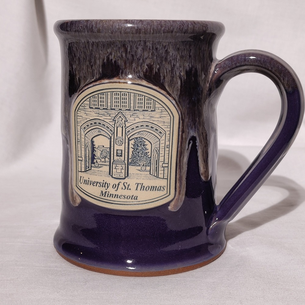 Deneen Pottery University of St Thomas Minnesota Mug Purple Handthrown 2011 USA